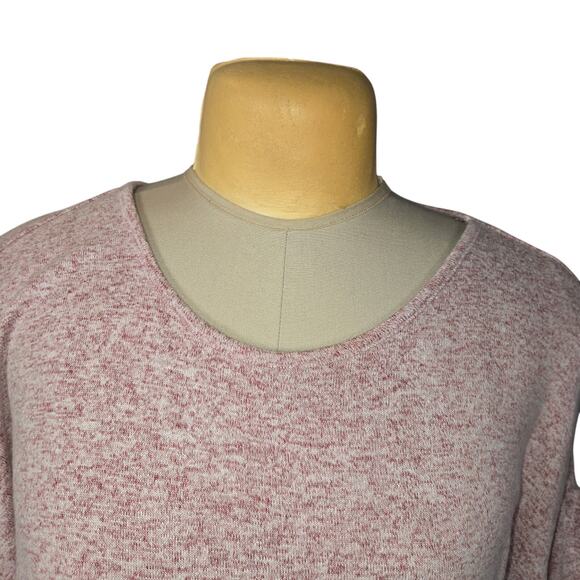 Lane Bryant 14/16 Pink Marled Knit Shift Dress Bell Sleeve Stretch Minimalist - Picture 3 of 10